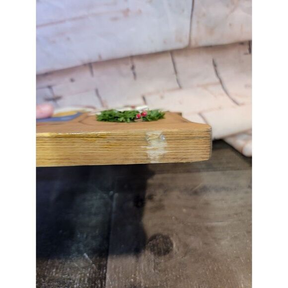 Wooden cow Santa Claus sleigh gifts mistletoe figured decor Xmas - Picture 5 of 6